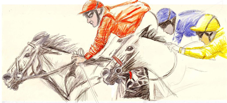 horseracing drawing colour